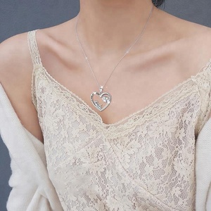 <span class=keywords><strong>Mamma</strong></span> E Bambino Della Collana Del Cuore 925 Sterling Silver I Love You Mom Pendente Della Collana - Product Image 5