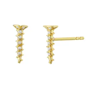 Fashion 14 karat gold plated diamond screw stud earrings for women