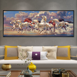 Wall Art Eight Running Horses Picture Digital Printed Crystal Porcelain Glass Painting per la parete del soggiorno - Product Image 6