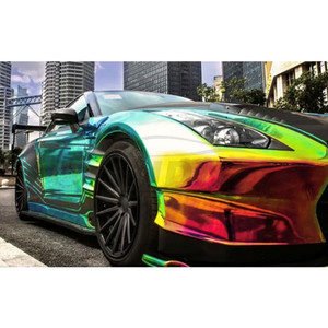 Cao Cấp Chrome Cầu Vồng Gương Chrome Vinyl Holographic Ô Tô Xe Thiết Kế Ngọc Trai Tắc Kè Hoa Vinyl Cơ Thể Vàng Bọc - Product Image 2