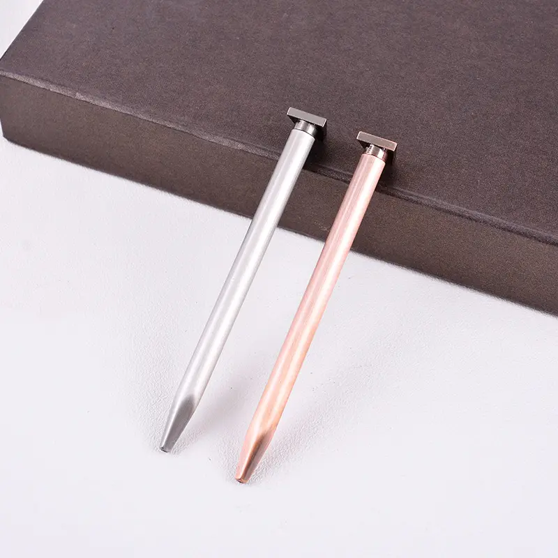 Creative T New promotional Tool Theme Silver & Rose Golden Press Copper Metal Nail BallPen With Snag Push Button