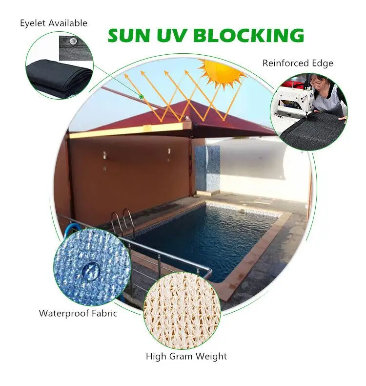 UV-Schutz wasserdichte Sonnenschutz Stoff rolle/10 Jahre 6 Nadeln Kunststoff grün Schatten Netze