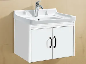 Armarios de baño de aluminio con espacio moderno, tocador esquinero con unidad de lavabo