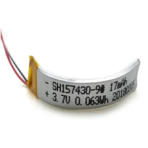 Sunhe SH 157430 NCM 3.7V 17mAh超薄型フレキシブル湾曲充電式リチウムイオンポリマー電池