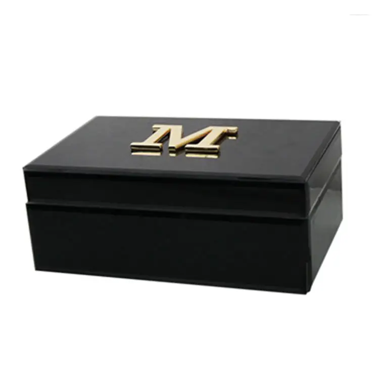 Wholesale customized Personalised Mirror Glass Mirror Jewelry Gift Box black glass jewelry box For Home Wedding Decor