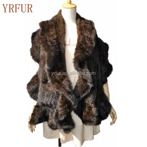 YR337 Elegant Style Brown Black Color Mink Stole Fur Shawl