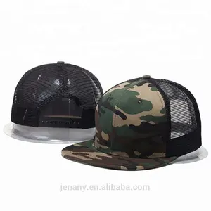 Custom Camo Neon Mesh Back Blank Flat Cheap Cap Plastic Snapback hats