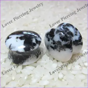 [SE-S114] Popular Design Double Flared Saddle Convex Fashion High Polishing Natural Stone Custom Ear Plugs Body Piercing Jewelry