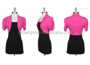 Hot Selling OEM New Summer Women Plain Shirred Ruched Short Sleeve Cotton <strong>Bolero</strong> Top Crop Shrug Jacket <strong>Cardigan</strong> - Product Image 4