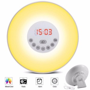 2017 Amazon Venta caliente amanecer reloj despertador con natrural sonido y Radio FM - Product Image 1