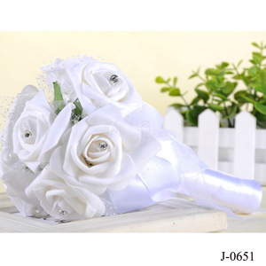 Bouquet rose pour demoiselles d'honneur avec rubans doux perlés, roses artificielles, bouquet de mariée, mariage, fête, photo, véritable amour, cadeau pour la mariée - Product Image 5