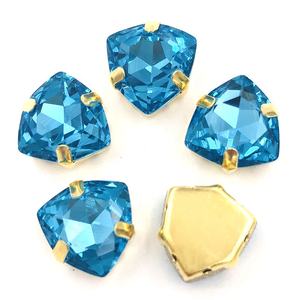 Strass en cristal à coudre avec griffe en or, <span class=keywords><strong>Triangle</strong></span>, grosse pierre naturelle K9 - Product Image 4