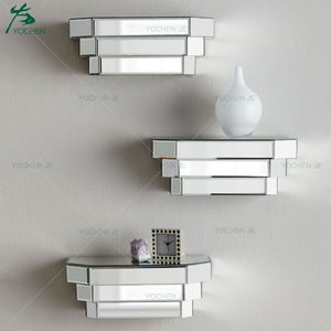Diamond Crushed Glass <strong>Mirrored</strong> Furniture Floating Wall <strong>Shelf</strong> for Living Room Kitchen Bathroom <strong>Wood</strong> Storage Home Furniture - Product Image 3