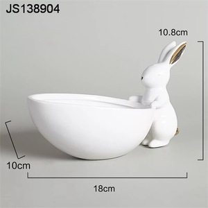 لوحة سيراميك مع تصميم الأرنب الأبيض وعاء مع أرنب الديكور - Product Image 1