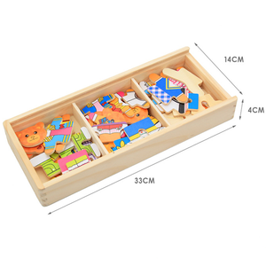 Jouet éducatif Puzzle en <span class=keywords><strong>bois</strong></span> Famille d'ours <span class=keywords><strong>à</strong></span> habiller Jeu de changement de vêtements Cadeaux créatifs DIY - Product Image 2