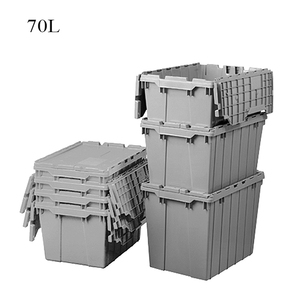 Heavy Duty Euro Nestable Storage Stackable Euro Plastic Turnover Moving Crate Box Attached Lid Container for Sale