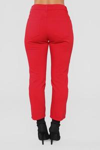 Yüksek bel toptan fantezi erkek arkadaşı Fit kırmızı Denim yeni Model kot kadın - Product Image 6