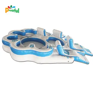 Multiplayer water inflatable island raft tropical tahiti inflatable floating island for sale