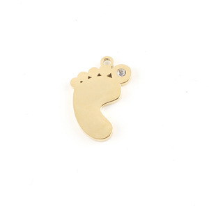 <span class=keywords><strong>Pendentif</strong></span> artisanal poli pour les pieds de bébé, fait à la main, avec strass, en acier inoxydable, 1 pièce, 21.5x15mm - Product Image 2