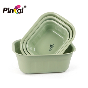 Mangkuk Salad Kamar Mandi & Dapur Transparan, Baskom Plastik Persegi Panjang Warna-warni untuk Harga Baskom Cuci