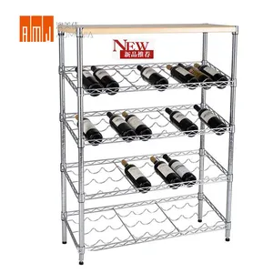 Custom Size 5 Layer Wine Bottle Display Household Used Chrome Wire Display Wine Rack