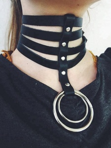 महिलाओं आदमी गोथिक सेक्सी चमड़े अवस्र्द्ध O'ring Submissive कॉलर - Product Image 3