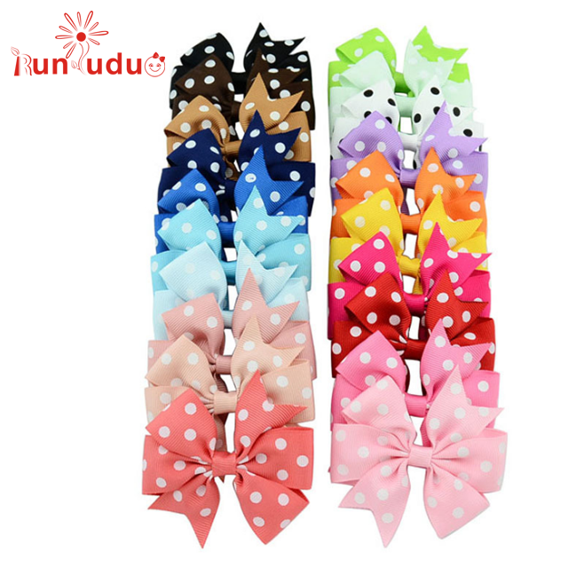 Красные банты для волос ручной работы в горошек, 4 дюйма