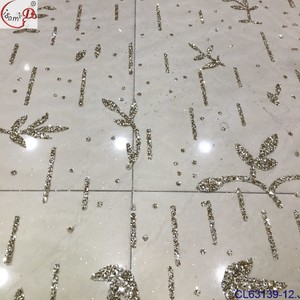 The Newest Design Embroidered Glitter Shimmer <strong>Embroidery</strong> Lace Party Dress Fabric <strong>Material</strong> - Product Image 5
