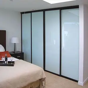 Black powder coated aluminium profile framed sliding glass wardrobe cabinet 2 doors 3 doors multi doors for bedroom