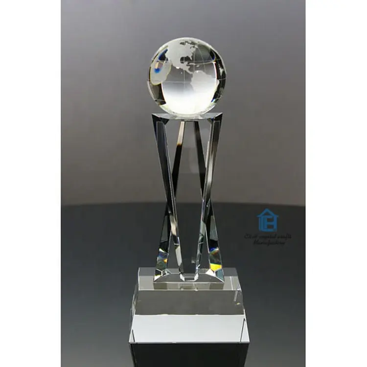 Vente en gros, ballons de golf en cristal, trophée de tournoi, trophée de globe en cristal