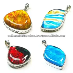 925 Sterling Silver Dichromic Glass Liontin Indah