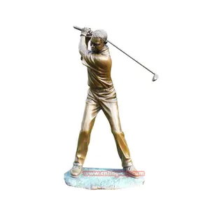 Meilleure vente Golf Club jardin rue paysage décoration Design métal art sculpture jouant au golf Bronze homme Statue