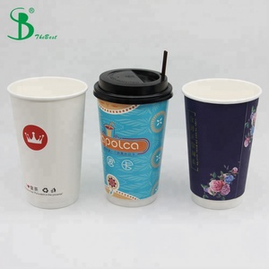 Gobelets en papier personnalisés de haute qualité à bas prix, gobelets en papier à double paroi imprimés, gobelets blancs vierges pour boissons chaudes et café - Product Image 4