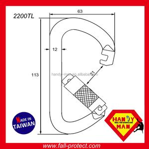 Mosquetón grande tipo D de acero, puerta de tornillo, gancho de lugar de trabajo industrial - Product Image 6