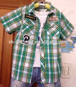 Muchachos 100% C azul / azul marino descubre contraste camisa de mangas cortas BC03 - Product Image 2