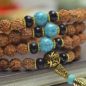 Bracelet de prière bouddhiste <span class=keywords><strong>tibétain</strong></span> et Bodhi, bijou de Vajra, avec perle turquoises, collier Mala, 108 - Product Image 4