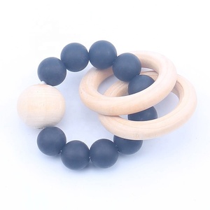 D'allaitement bébé Bracelets En Bois Anneau De Dentition En Silicone Perles De Dentition Bois Hochets Jouets Bébé - Product Image 3