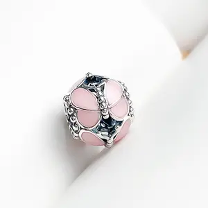 2019 new sterling silver pink butterfly bead factory wholesale