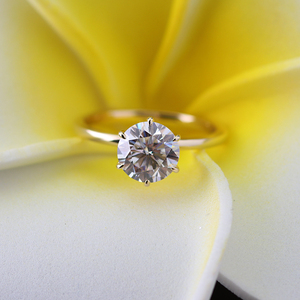 <span class=keywords><strong>Anello</strong></span> <span class=keywords><strong>Solitario</strong></span> in Oro Giallo Massiccio 14k con Moissanite Taglio Rotondo da 2 Carati, 8mm, Colore GH, per Matrimonio - Product Image 5