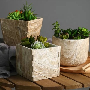 Lifelike <strong>Wood</strong> Texture <strong>square</strong> Garden Decoration Concrete Flower Pot Molds / Cement <strong>Planter</strong> for Succulent Plants - Product Image 1