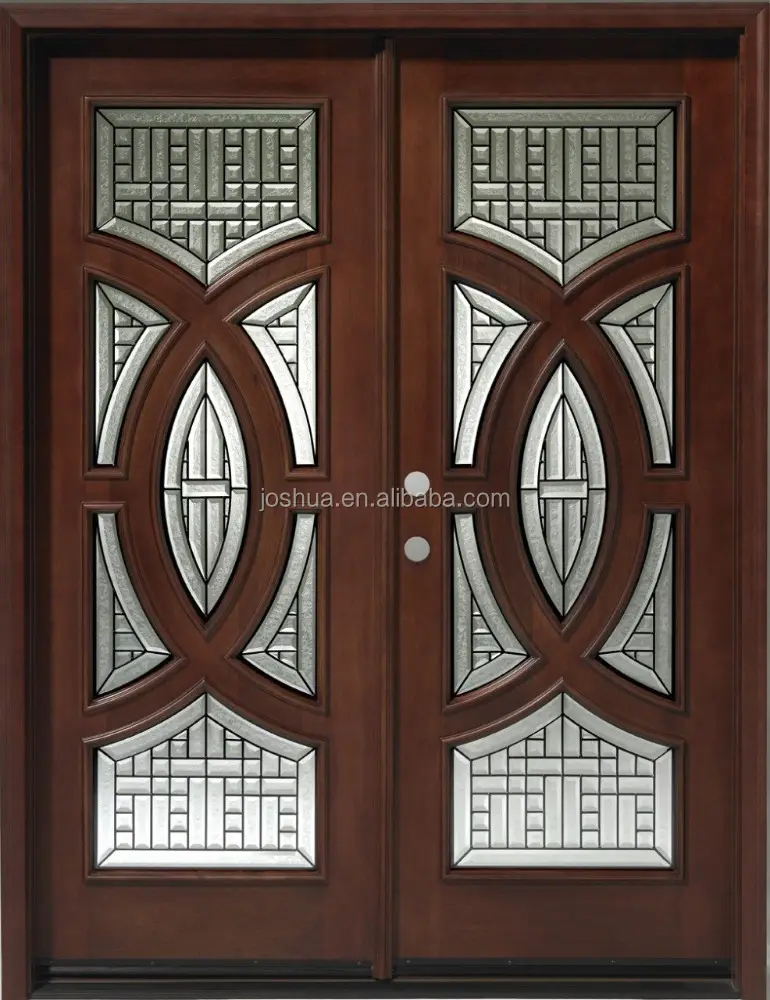Porte d'entrée extérieure bicolore en bois d'acajou de 6 'x 6'8