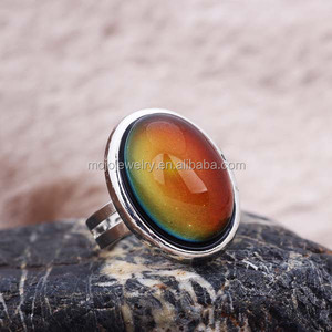 Anelli d'atmosfera di gioielli in pietra di cristallo placcati argento antico che cambiano colore dell'umore di <span class=keywords><strong>moda</strong></span> all'ingrosso - Product Image 3