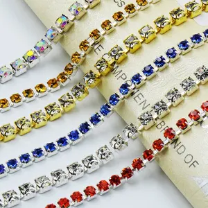 4mm Strassborte crystal AB, Strassband fashion cup chain crystal rhinestones for shoes