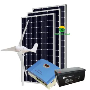 带风力发电机和太阳能电池板电池的 10kw 风力太阳能混合动力能源系统