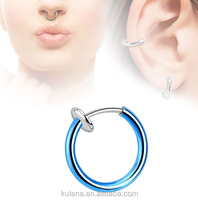 Faux Piercing en acier chirurgical, bijoux pour le nez, boucles pour cartilage de mamelon, 1 pièce