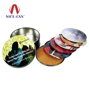 Kim Loại Vòng Bánh Thiếc Bộ Coaster Hộp Thiếc - Product Image 2