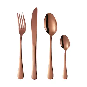 Customized steel cutlery set ,Low MOQ copper flatware,PVD coating rose gold cutlery