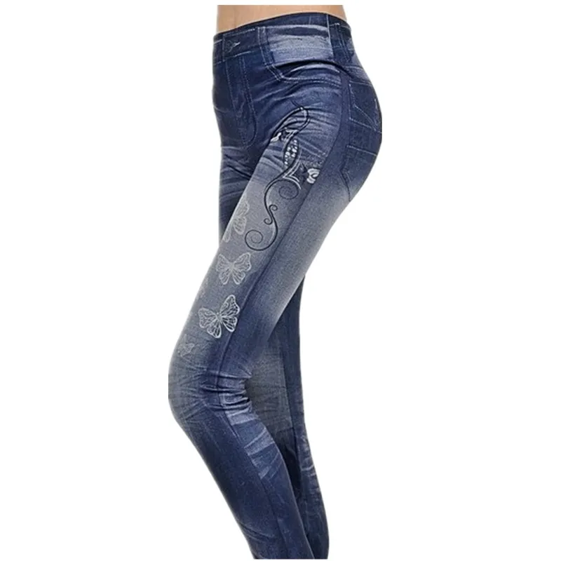 Frauen Frühling Herbst Mode Skinny Slim Thin High Elastic Waist Washed Jeans Leggings Bleistift Denim Leggings