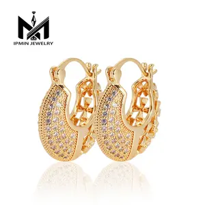 New jewelry light luxury 24k gold big plated ear rings for women