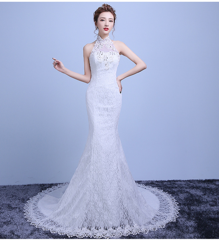 2016 Halter Lace Mermaid Tail Wedding Gown - Modern & Stylish 2016 Halter Lace Mermaid Tail Wedding Gown - Modern & Stylish